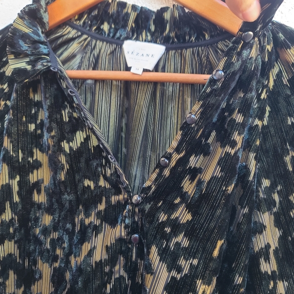 Sezane | Loubna Jacquard Velvet Blouse Size FR 34 US 2 - Picture 5 of 13
